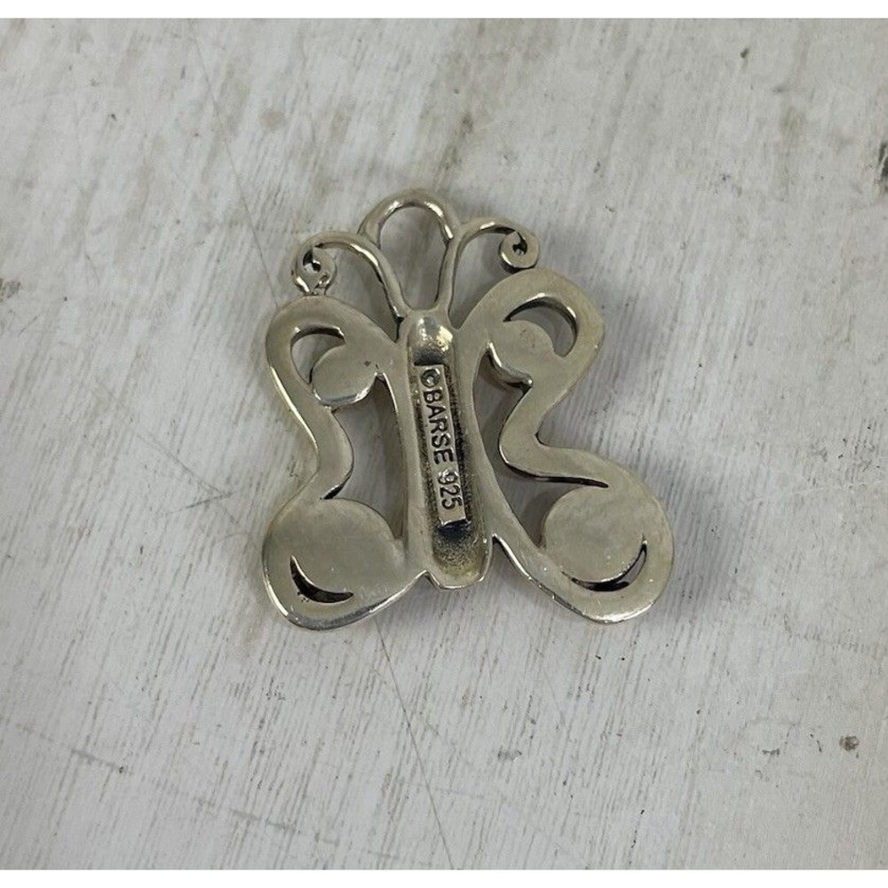 Barse 925 Sterling Silver Butterfly Pendant Charm - 4 Inlay Multicolored - Picture 3 of 5